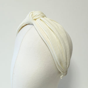 veryshine.com Headband Cream white pleated headband double layered top knot hairband pleats hairband women hair accessory
