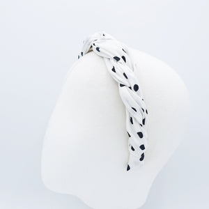 veryshine.com Headband Cream white polka dot braided headband thin fabric twisted hairband women hair accessory