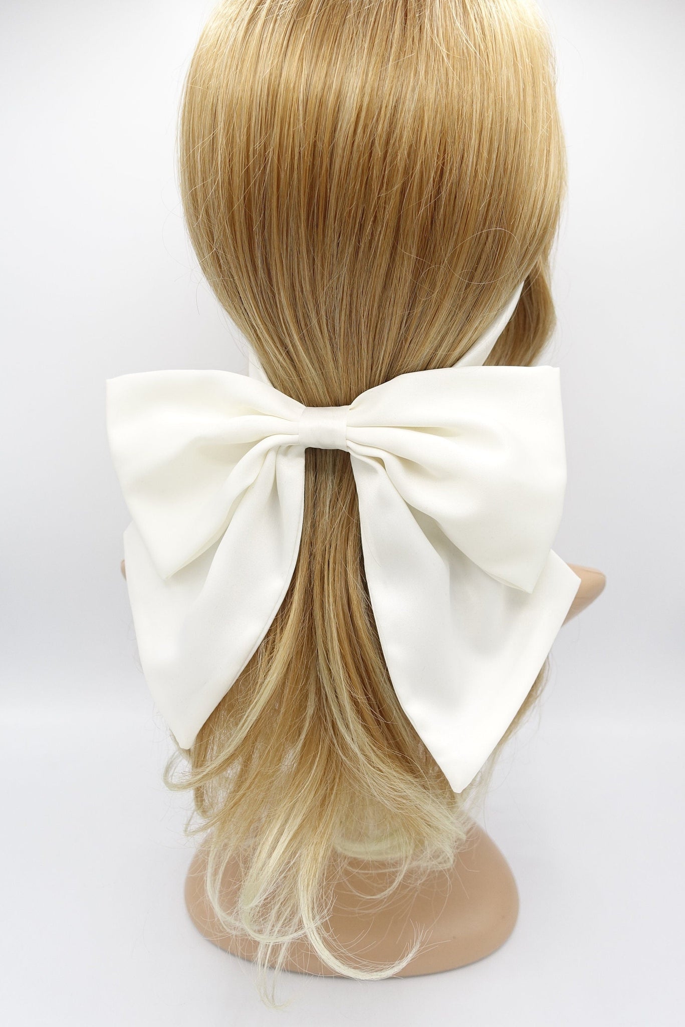 veryshine.com Headband Cream white satin headband, satin hair bow, bow headband, bridal hair accessory for women