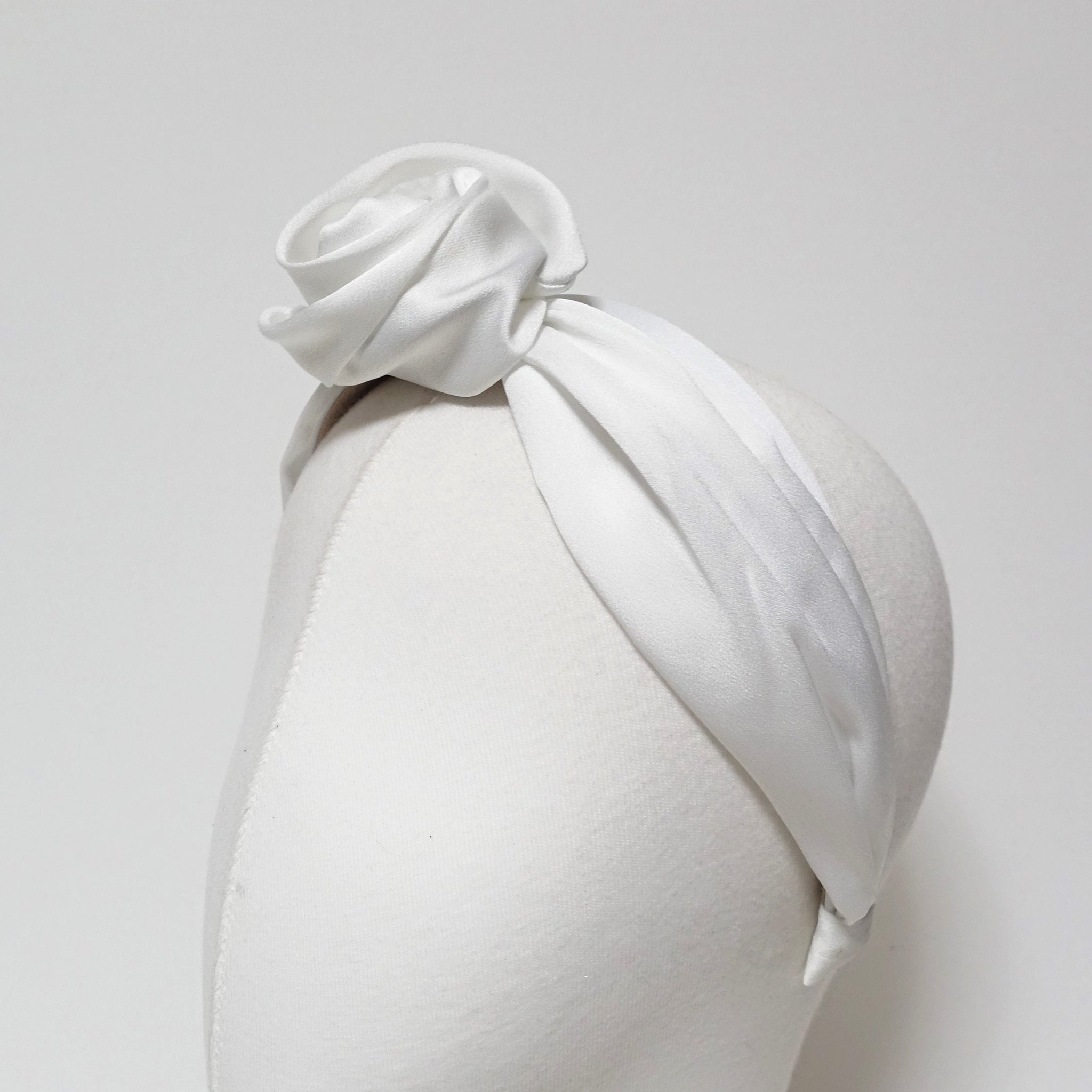 veryshine.com Headband Cream white satin wired flower headband pretty hairband woman hair accessory