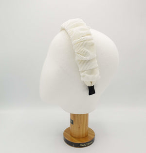 veryshine.com Headband Cream white Spring headband chiffon pleated hairband grosgrain mesh Summer hair accessory for women