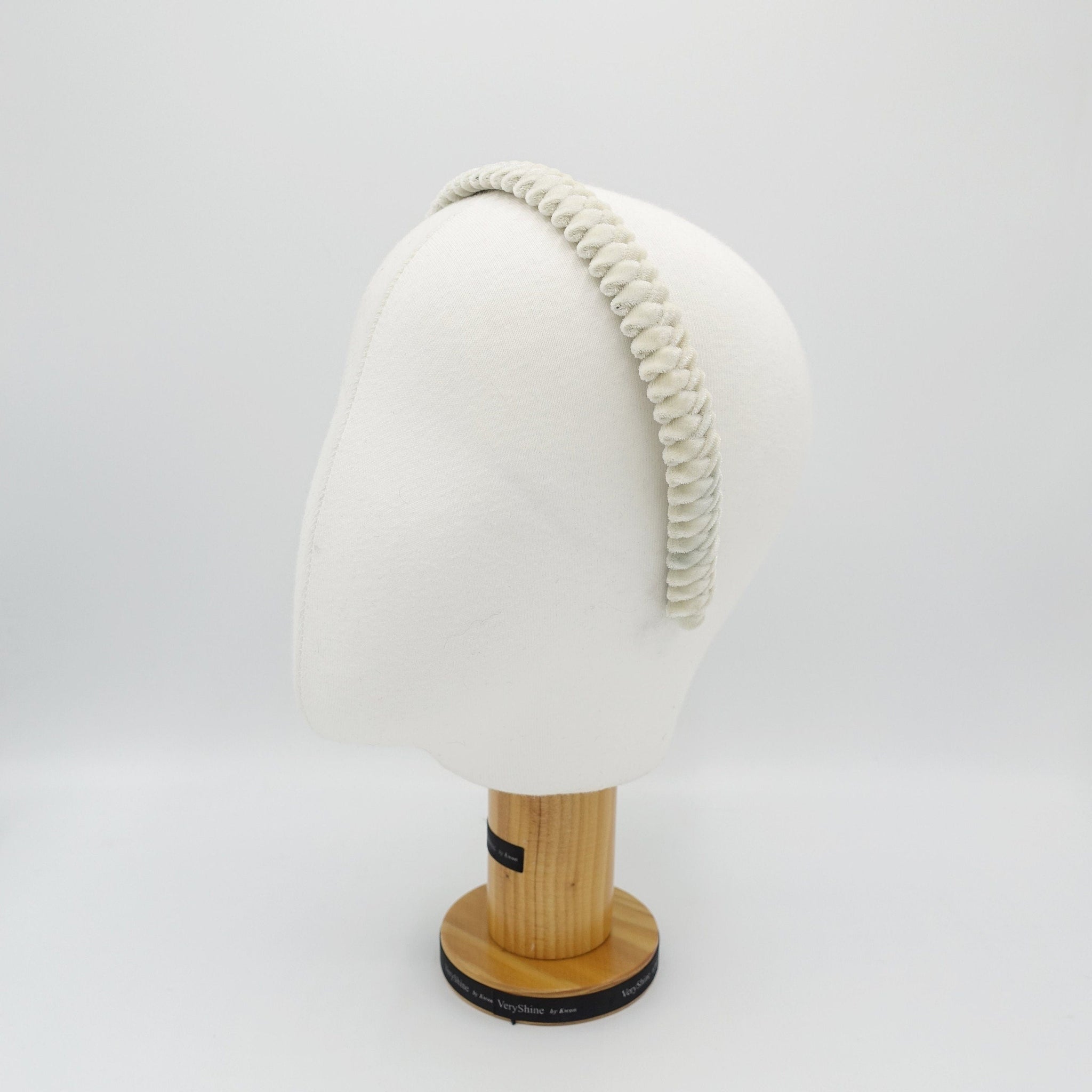 veryshine.com Headband Cream white velvet wrapped headband saw pattern hairband women hair accessory