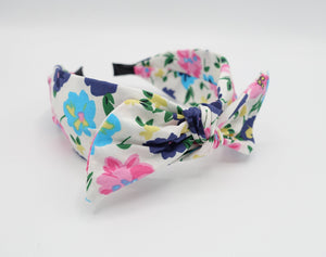 veryshine.com Headband Cream white vivid Spring headband floral print wired bow hairband casual hair accessory for women