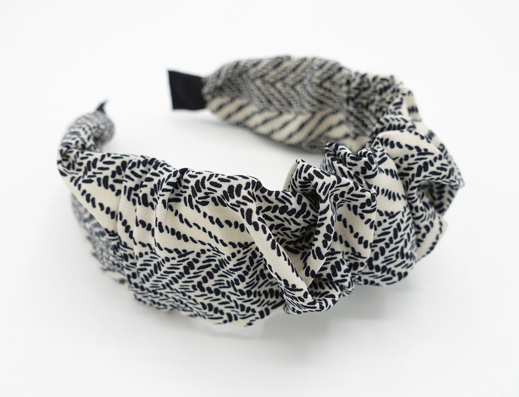 veryshine.com Headband Cream white wide herringbone headband pleated hairband Autumn color tone hair accessory