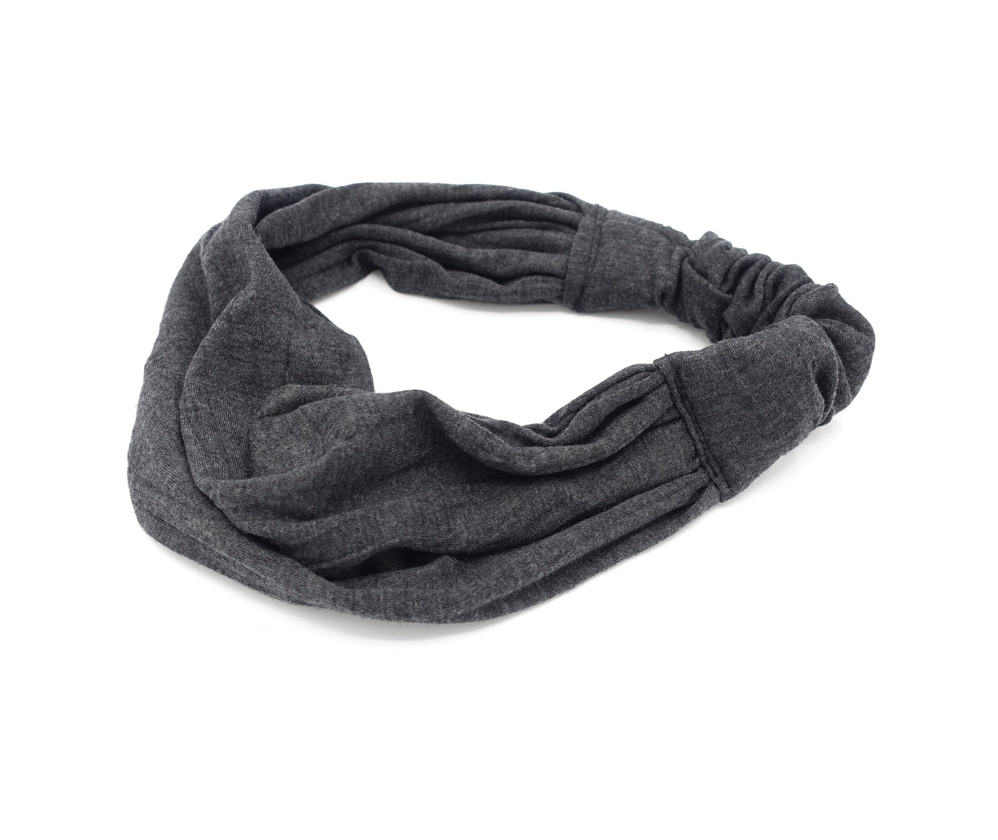 veryshine.com Headband Dark gray crinkled cotton headwrap elastic hair turban style  headband women hair accessory