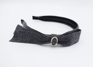 veryshine.com Headband Dark gray woolen bow knot headband rhinestone embellished hairband thin hairband for women
