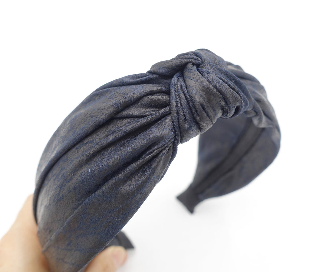 veryshine.com Headband Dark navy vintage dyed top knot headband Fall hair accessory for women