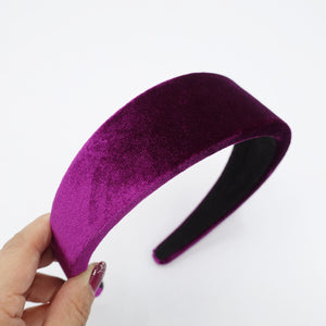 veryshine.com Headband Dark pink velvet padded headband simple basic fashion hairband for women