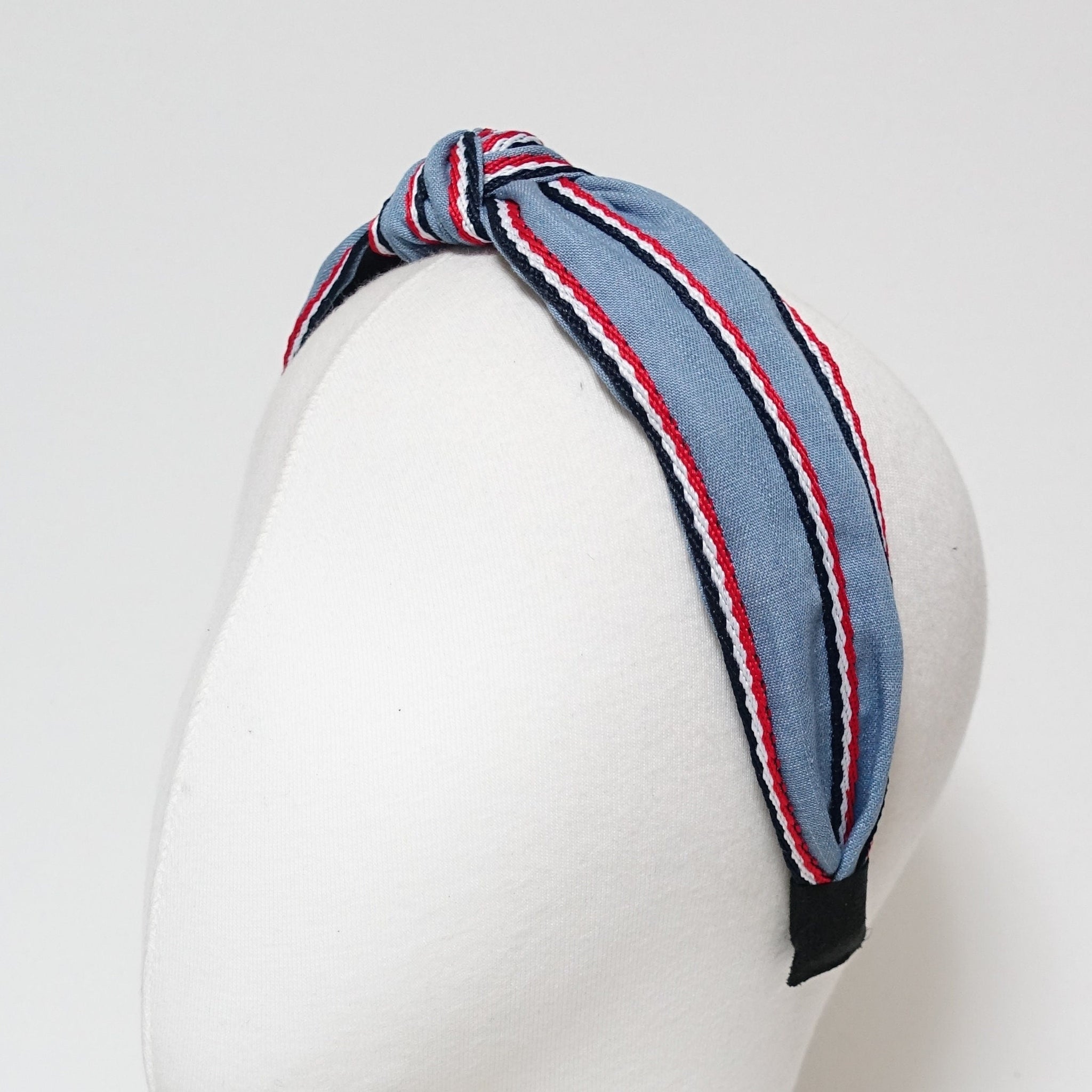veryshine.com Headband denim knot headband stripe line edge denim hairband woman hair accessory