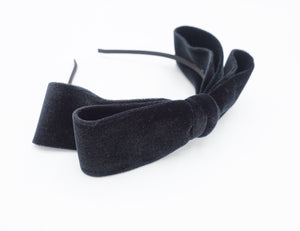 veryshine.com Headband Double black velvet loop bow headband thin hairband women hair accessory