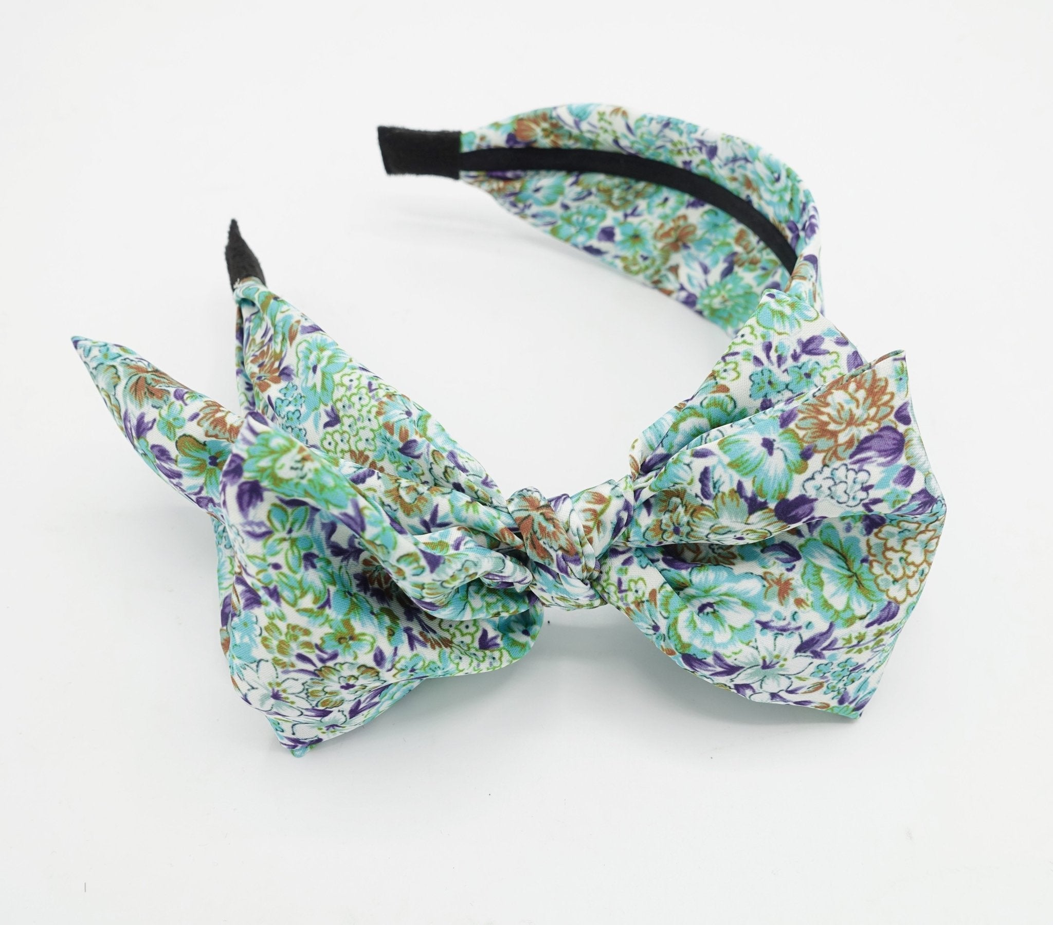 veryshine.com Headband floral bow knot headband flower print hairband woman hair accessory