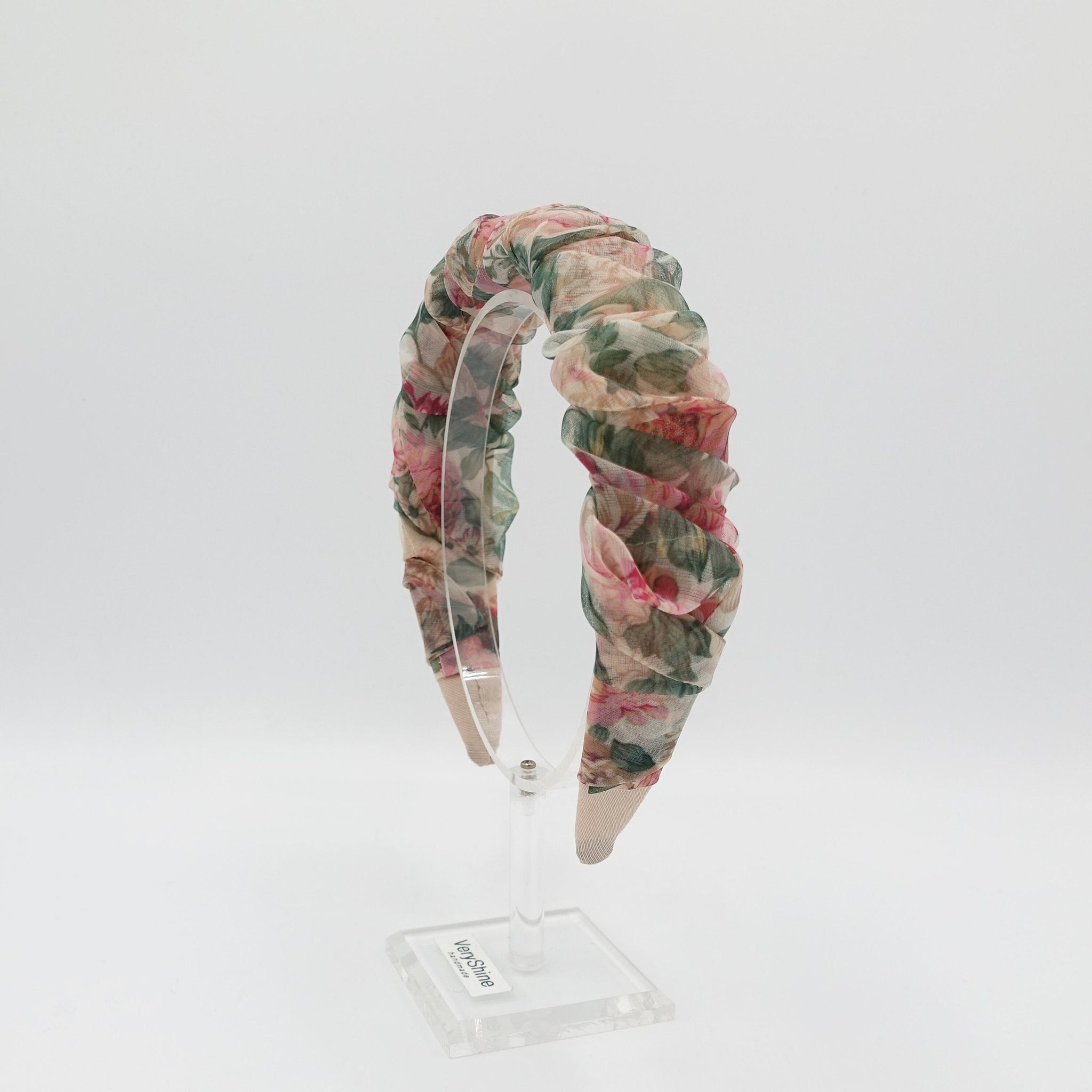veryshine.com Headband floral organza headband spiral pleat wrap  hairband women hair accessory