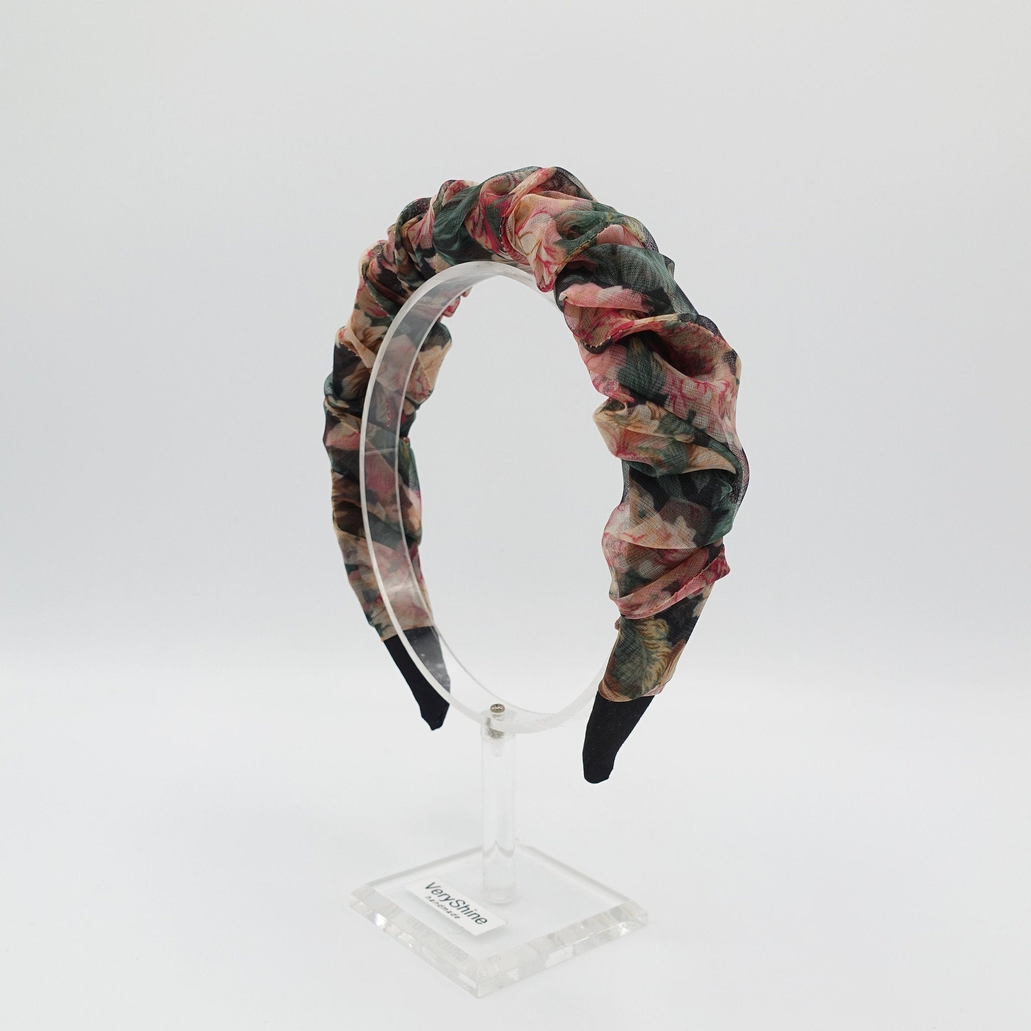 veryshine.com Headband floral organza headband spiral pleat wrap  hairband women hair accessory