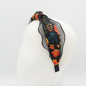 veryshine.com Headband floral top knot headband organza layered luxury hairband for women