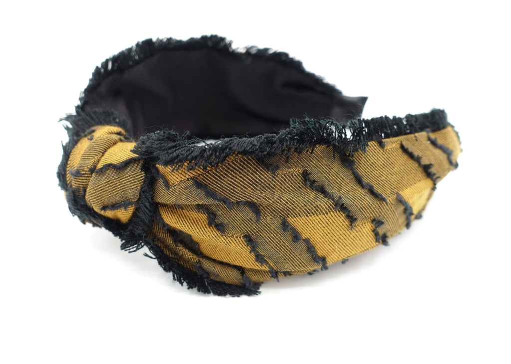 veryshine.com Headband frayed fabric fringe trim headband tassel hairband top knot hair accessory for women
