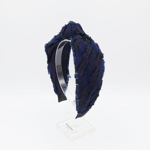 veryshine.com Headband frayed fabric fringe trim headband tassel hairband top knot hair accessory for women