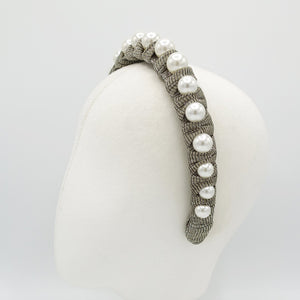 veryshine.com Headband glitter wrap pearl headband metallic silver hairband women hair accesory