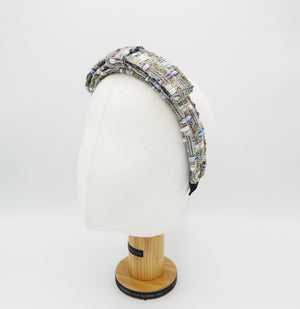 veryshine.com Headband glittering tweed headband flat bow hairband high quality hair accessory for women