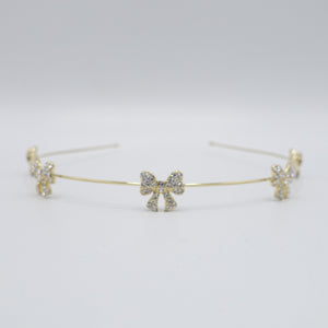veryshine.com Headband Gold bow knot rhinestone embellished metal thin headband