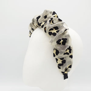 veryshine.com Headband golden leopard headband organza pleated hairband women hair accessory