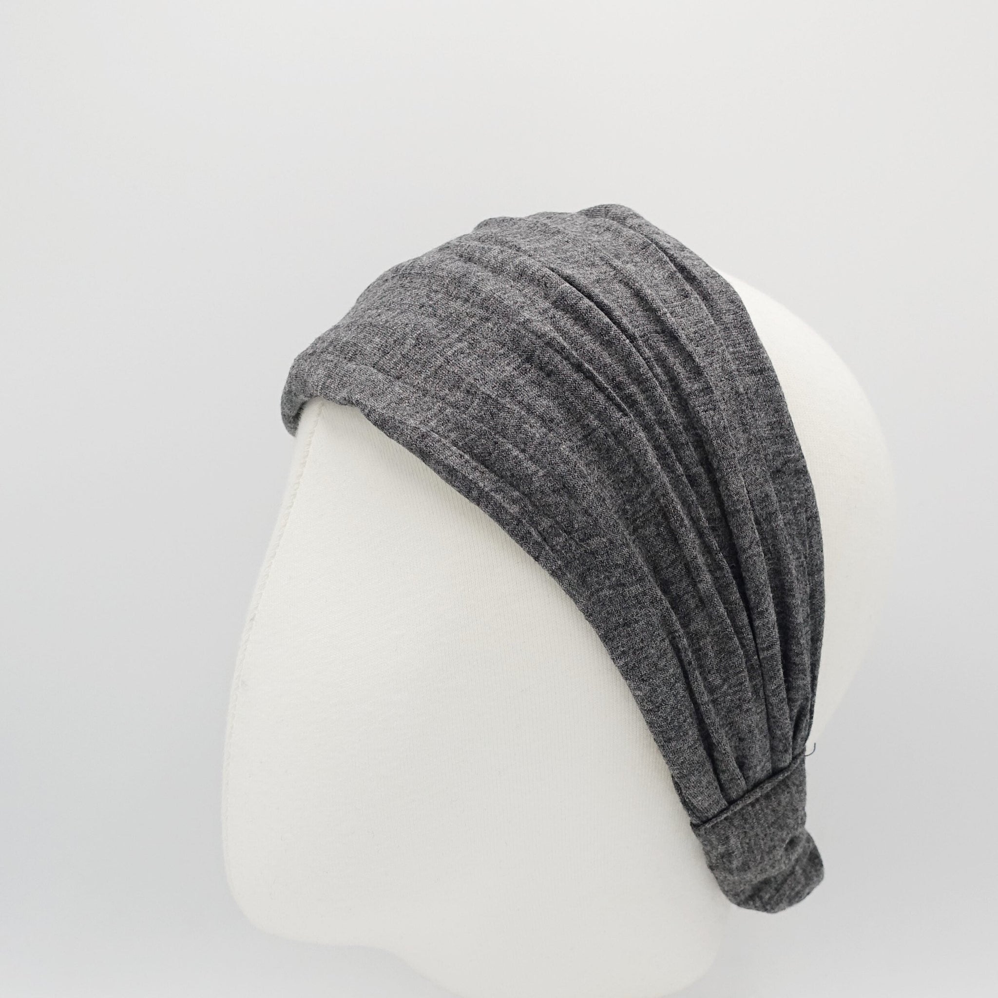 veryshine.com Headband Gray crinkled cotton headwrap elastic hair turban style  headband women hair accessory