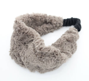 veryshine.com Headband Gray Fabric Fur fashion headband Winter Fashion Hair turban Elastic Headband for Women
