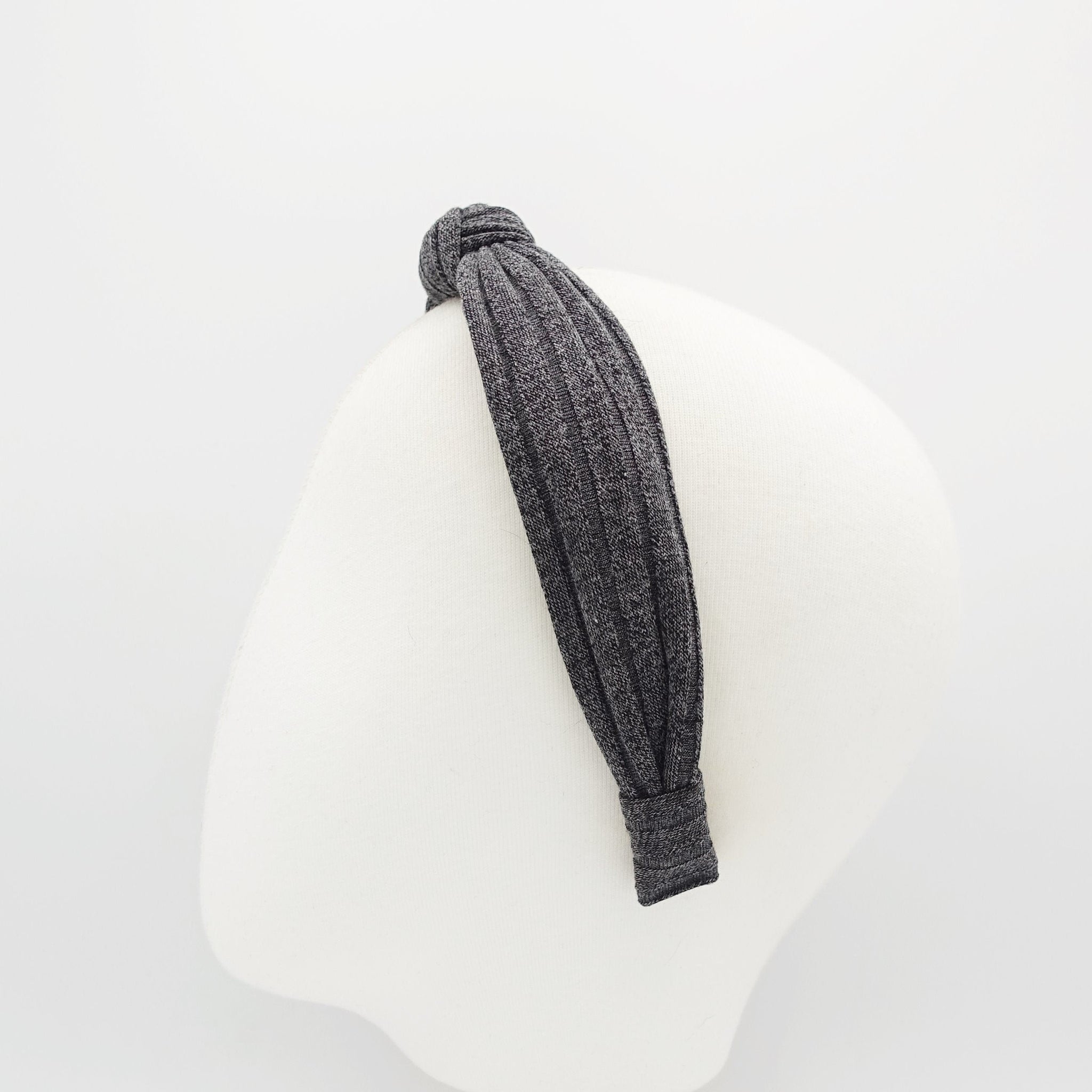 veryshine.com Headband Gray narrow top knot headband wide corrugated pattern hairband Fall Winter women hair accessory