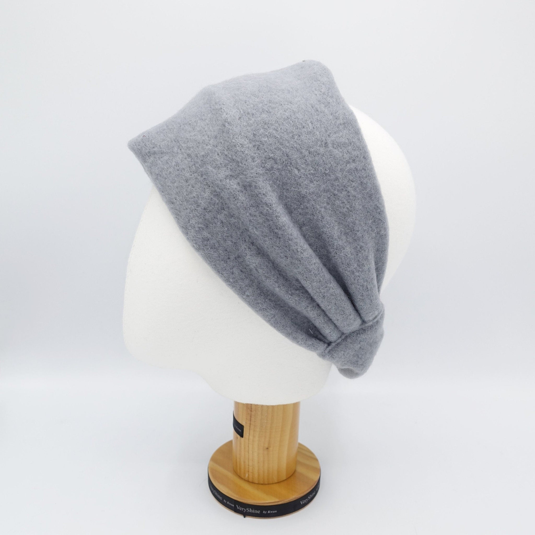 veryshine.com Headband Gray solid fleece turban headband plain women elastic headwrap