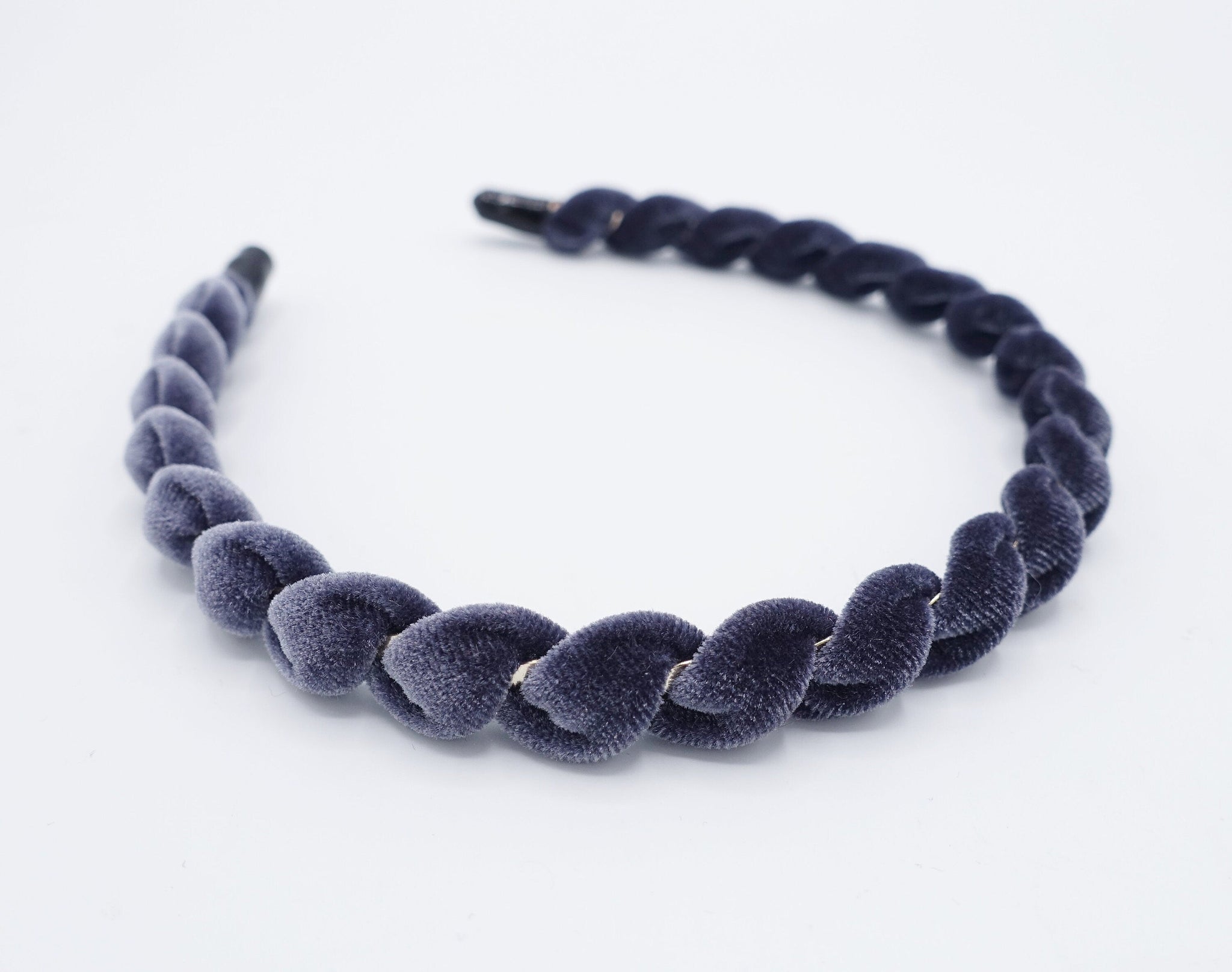 veryshine.com Headband Gray velvet spiral wrap headband thin hairband women hair accessory