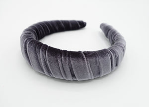 veryshine.com Headband Gray velvet wrap padded headband fashion hair accessory for women