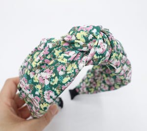 veryshine.com Headband Green floral knot headband, blossom print headband, top knot headband for women
