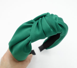 veryshine.com Headband Green glossy satin knot headband solid top knot hairband women hair accessory