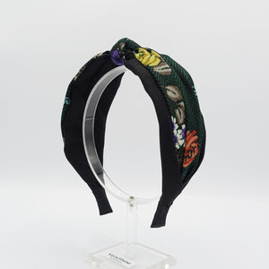 veryshine.com Headband Green herringbone flower headband layered knot hairband woman hair accessory
