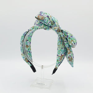 veryshine.com Headband Green mint floral bow knot headband flower print hairband woman hair accessory