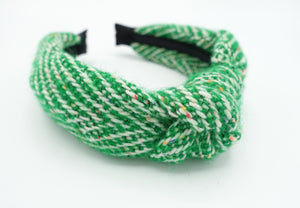 veryshine.com Headband Green modal knit top headband herringbone pattern hairband Winter hairband for women