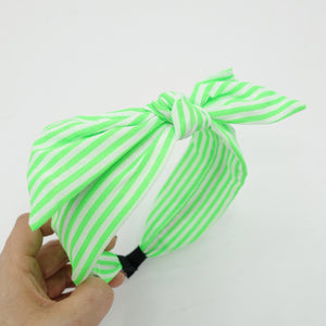 veryshine.com Headband Green neon stripe knot headband wire bow hairband women hair accessory