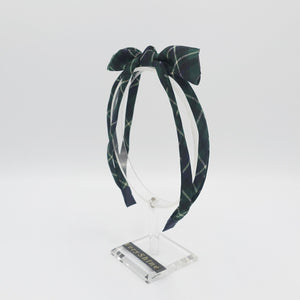 veryshine.com Headband Green plaid check bow knot headband triple strand headband thin hairband for women