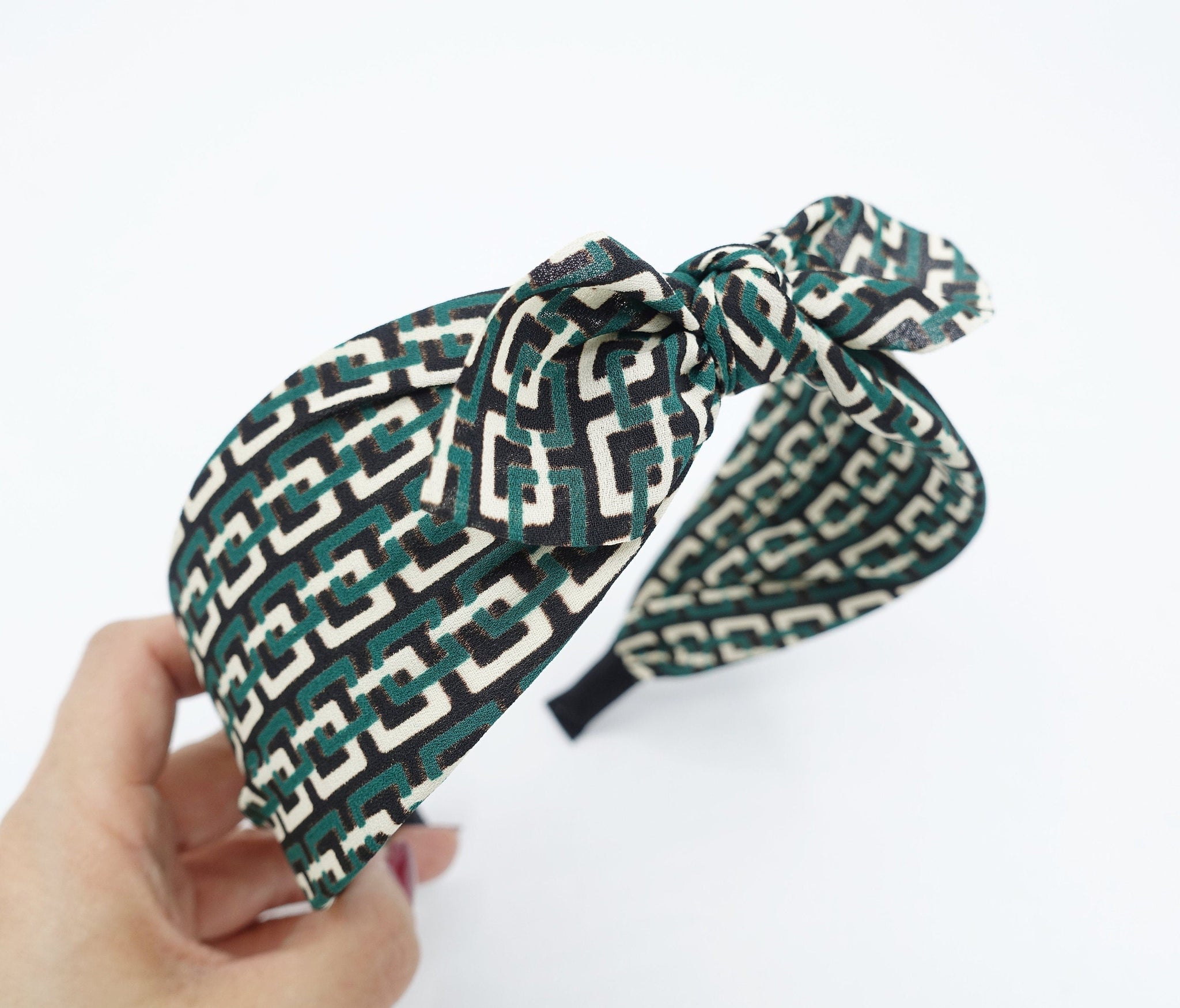 veryshine.com Headband Green rectangular chain print headband knotted chiffon hairband for women