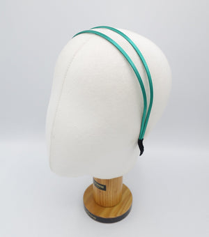 veryshine.com Headband Green satin double headband solid basic hair accessory for women
