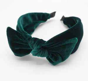 veryshine.com Headband Green velvet bow knot headband wired headband woman hair accessory