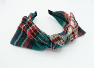 veryshine.com Headband Green woolen plaid check bow tie headband high quality hairband for women