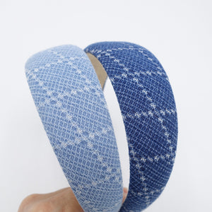 veryshine.com Headband grid denim padded headband casual cotton hairband for women