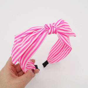 veryshine.com Headband Hot pink neon stripe knot headband wire bow hairband women hair accessory