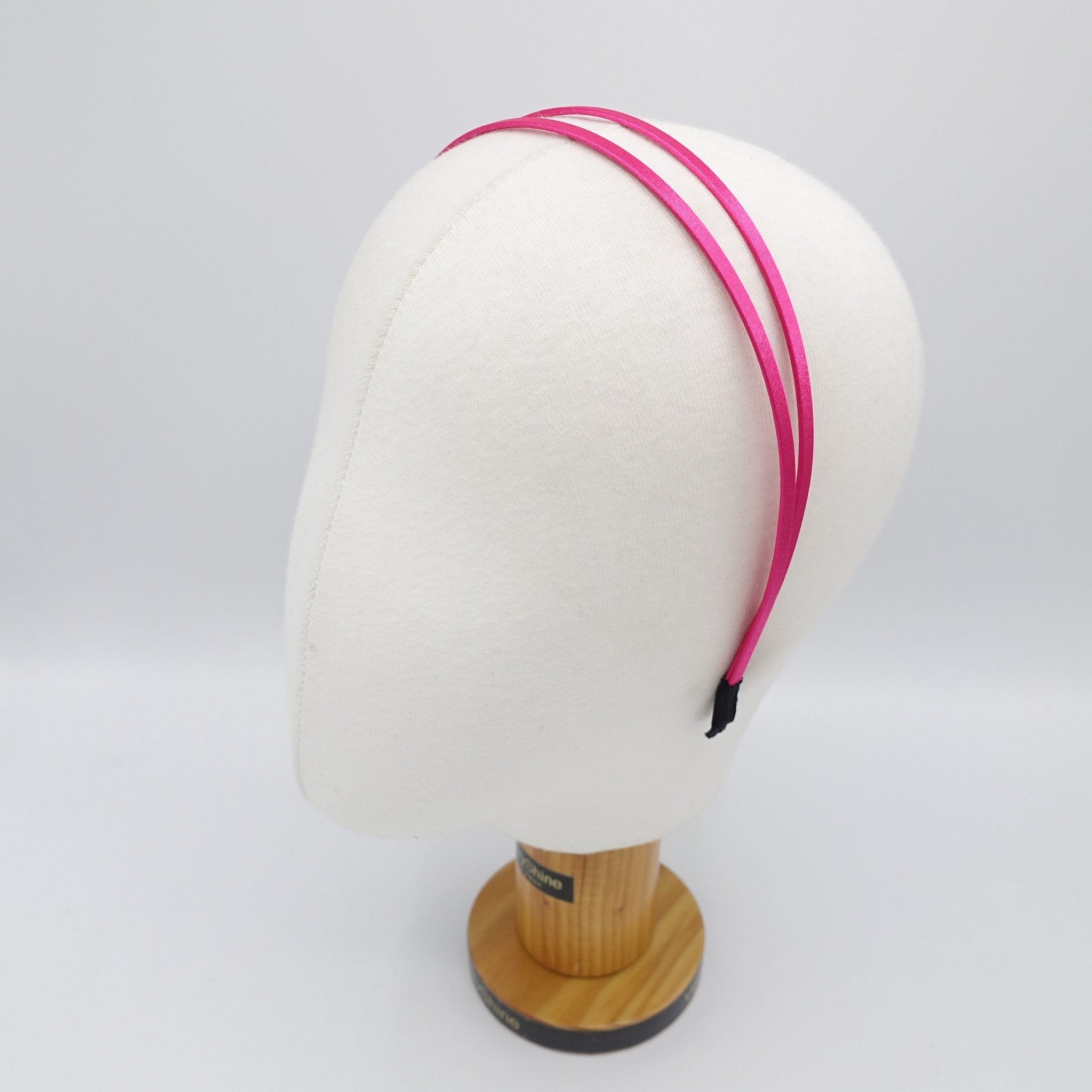 veryshine.com Headband Hot pink satin double headband solid basic hair accessory for women