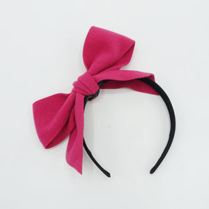 veryshine.com Headband Hot pink woolen bow knot headband black hairband cute hair accessory for women
