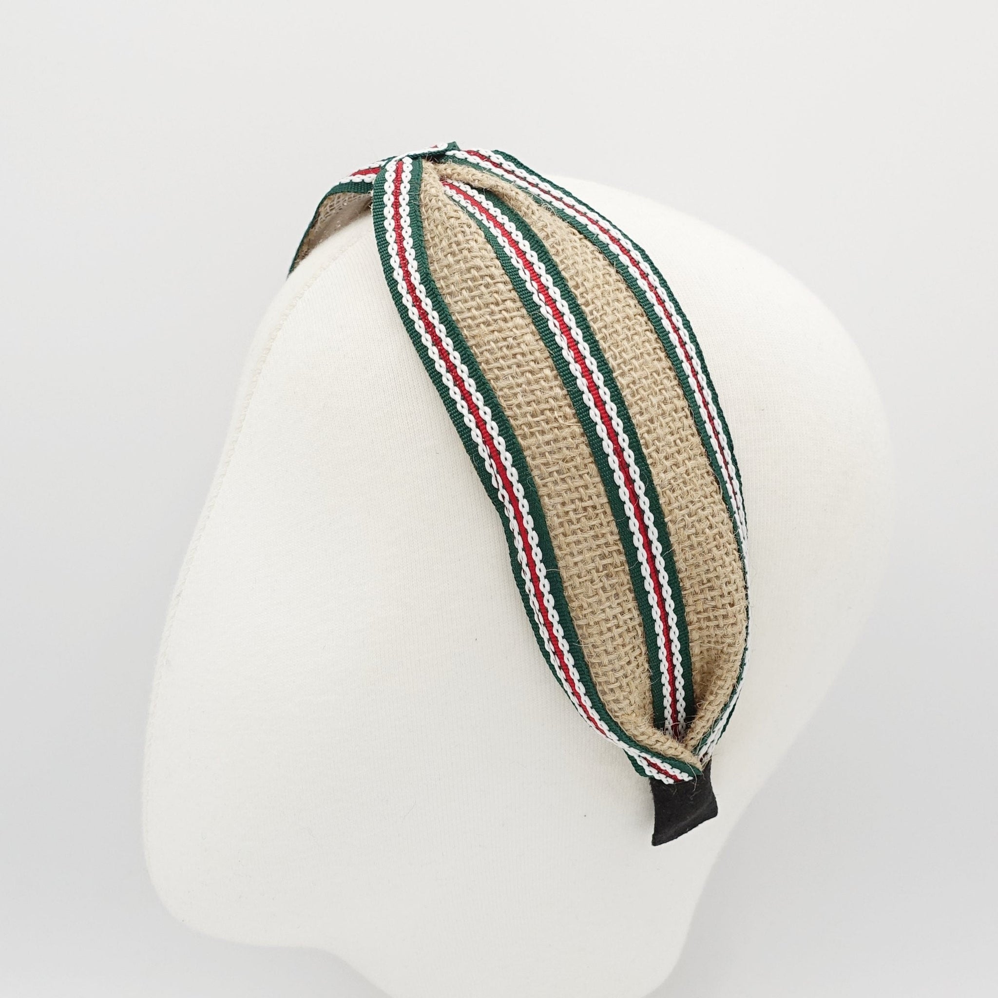 veryshine.com Headband jute stripe headband front knot hairband for women