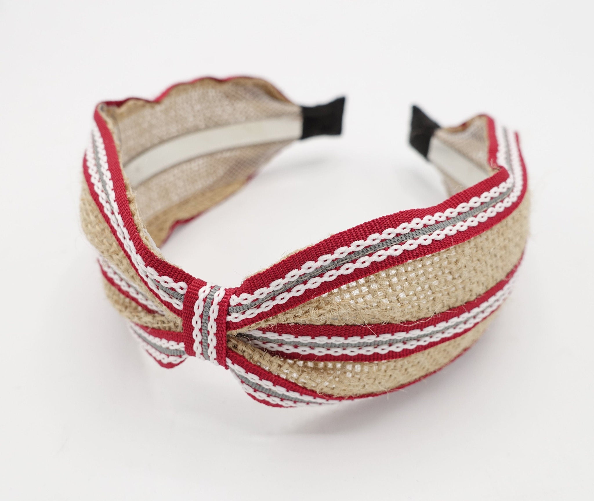 veryshine.com Headband jute stripe headband front knot hairband for women
