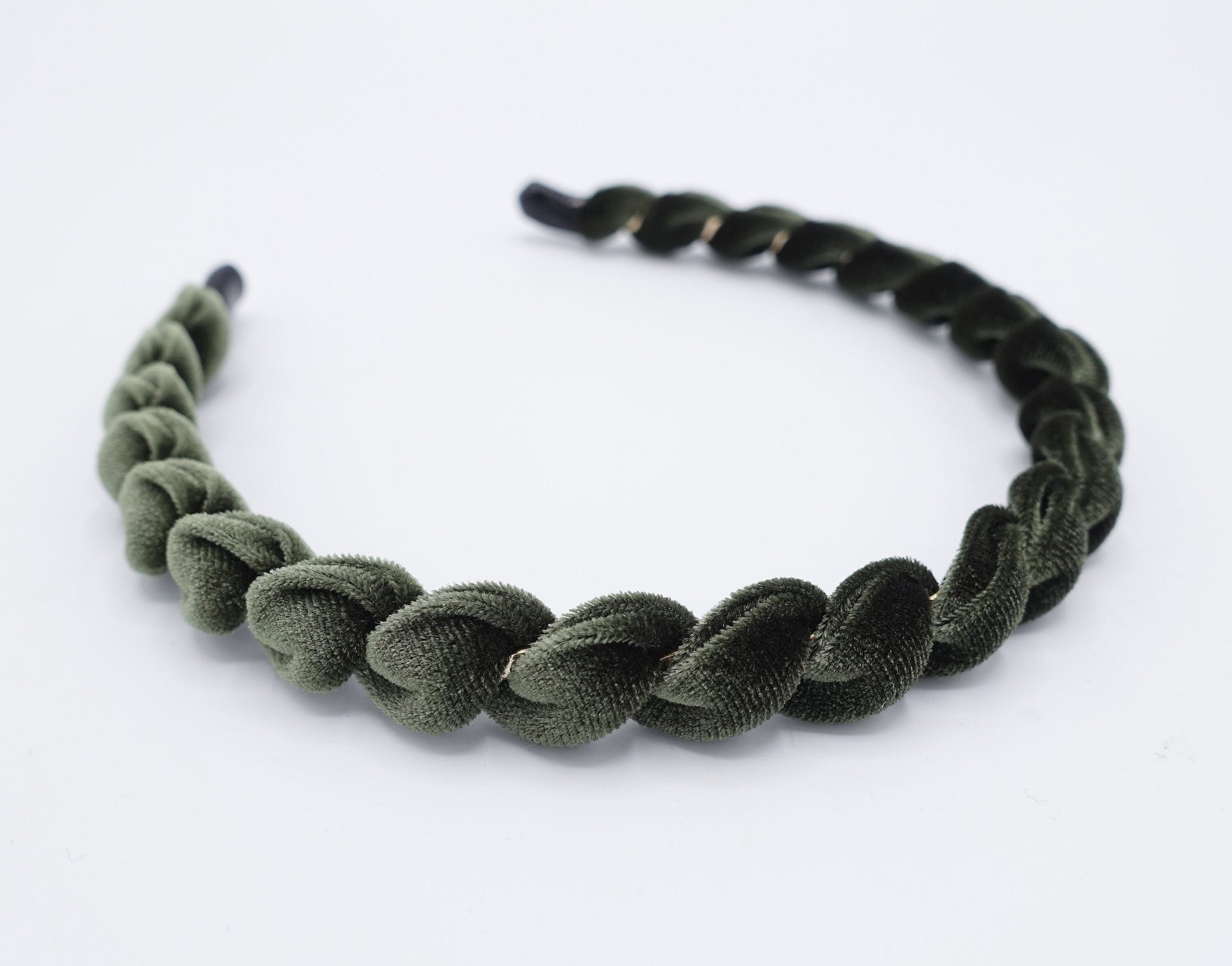 veryshine.com Headband Kahki green velvet spiral wrap headband thin hairband women hair accessory