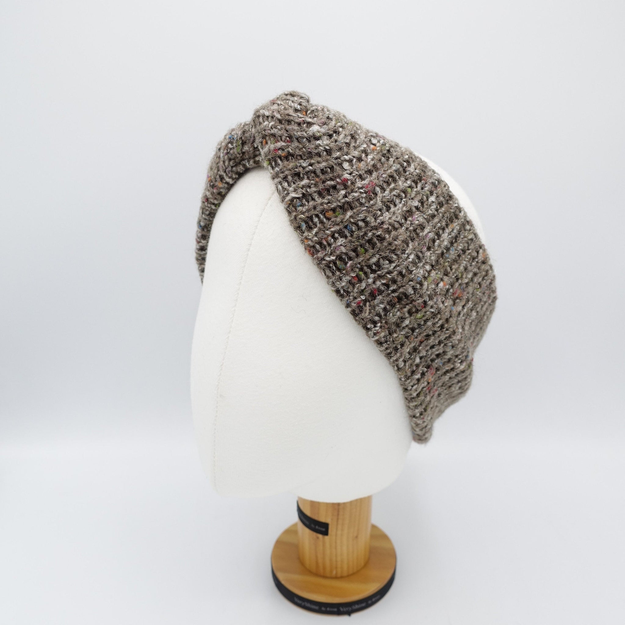 veryshine.com Headband Khaki gray heathered knit headband turban hair accessory Fall Winter hair accessory for women