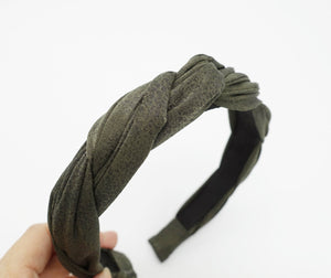 veryshine.com Headband Khaki green suede cross 2 strand round braid headband Fall hair accessory for women